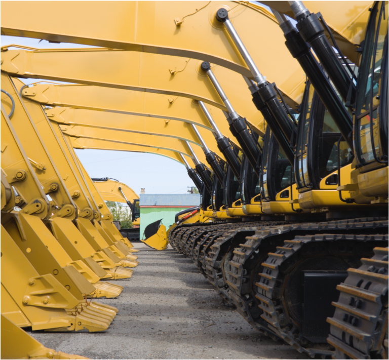 looking through an Archway of excavator arms